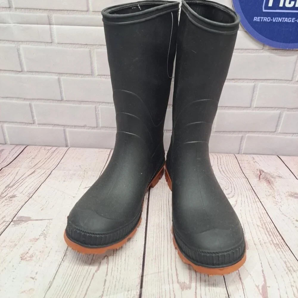 Wonder Nation Youth Boys Black TPE Rubber Lined Slip-on Chore Rain Boots: 3